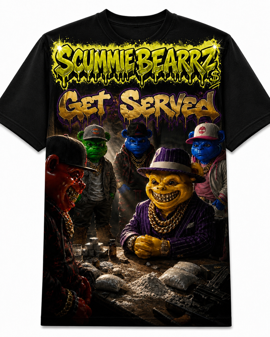 Scummie Bearz Get Served  Collection " Get Served" Purple Unisex Men's T shirt