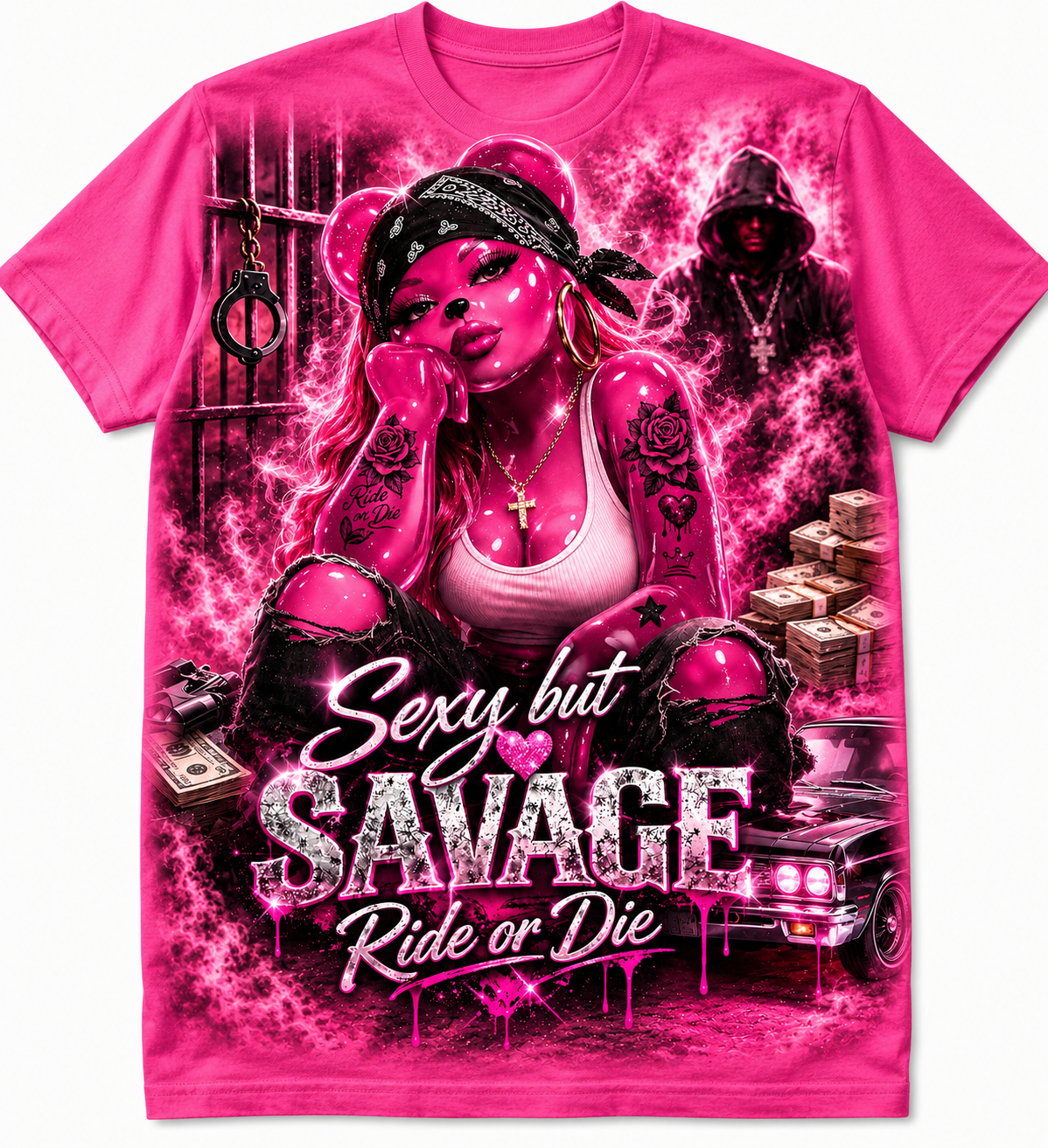 Scummie Bearz Sexy but Savage Pink  Collection "Pink" Tee