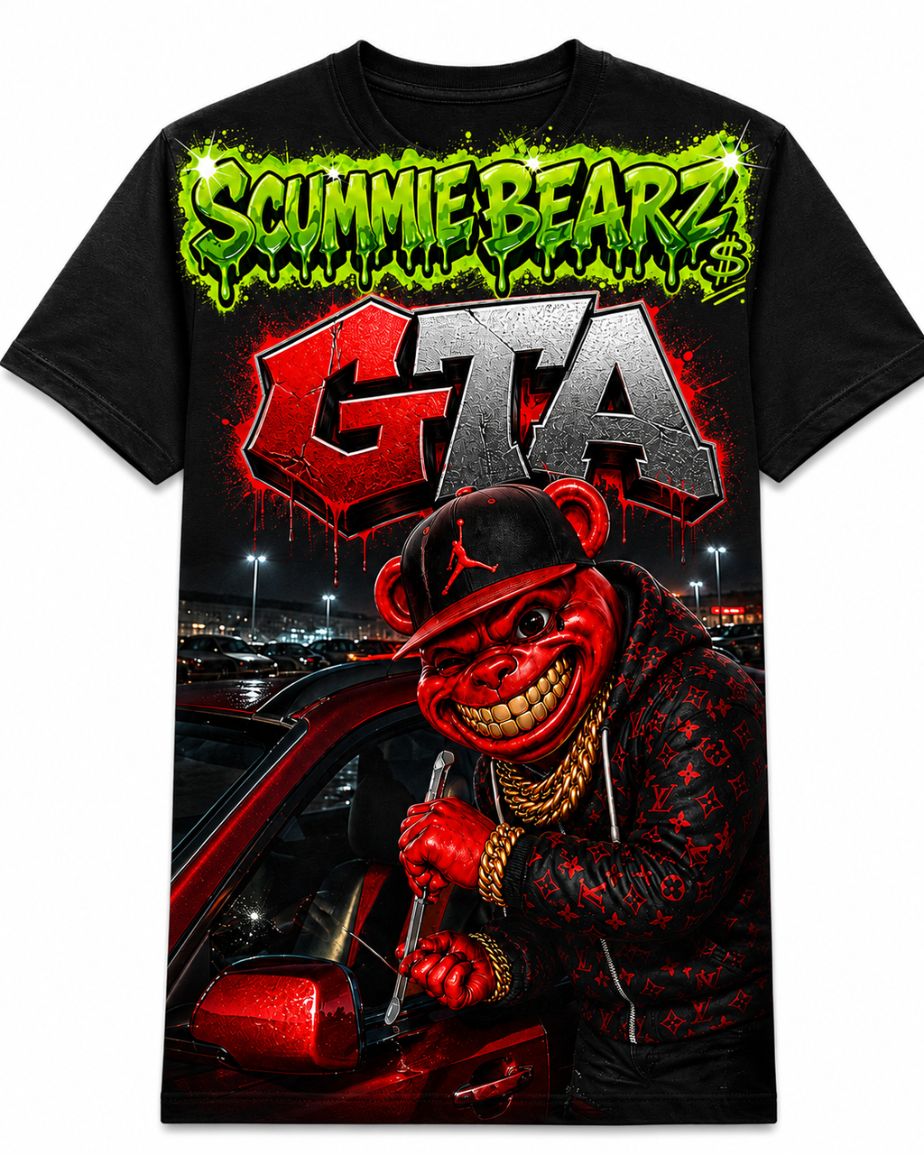 Scummie Bearz GTA Collection "Red Original" Tee  Unisex  Men's T-Shirt