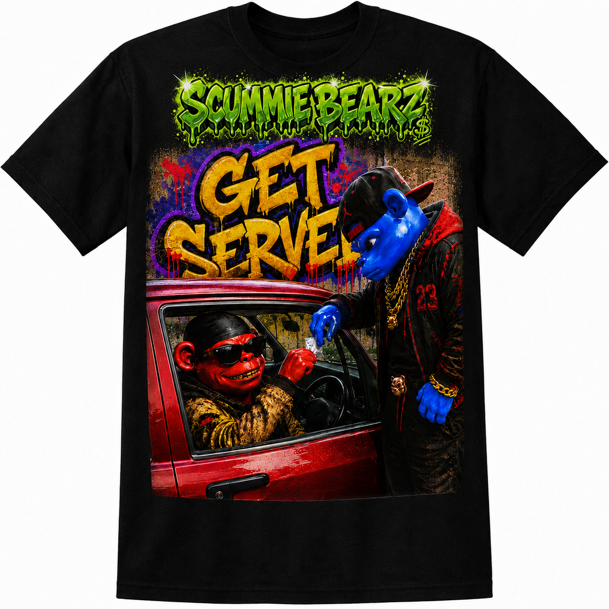 Scummie Bearz Get Served Collection: Get Served Blue — Unisex Men's T-Shirt