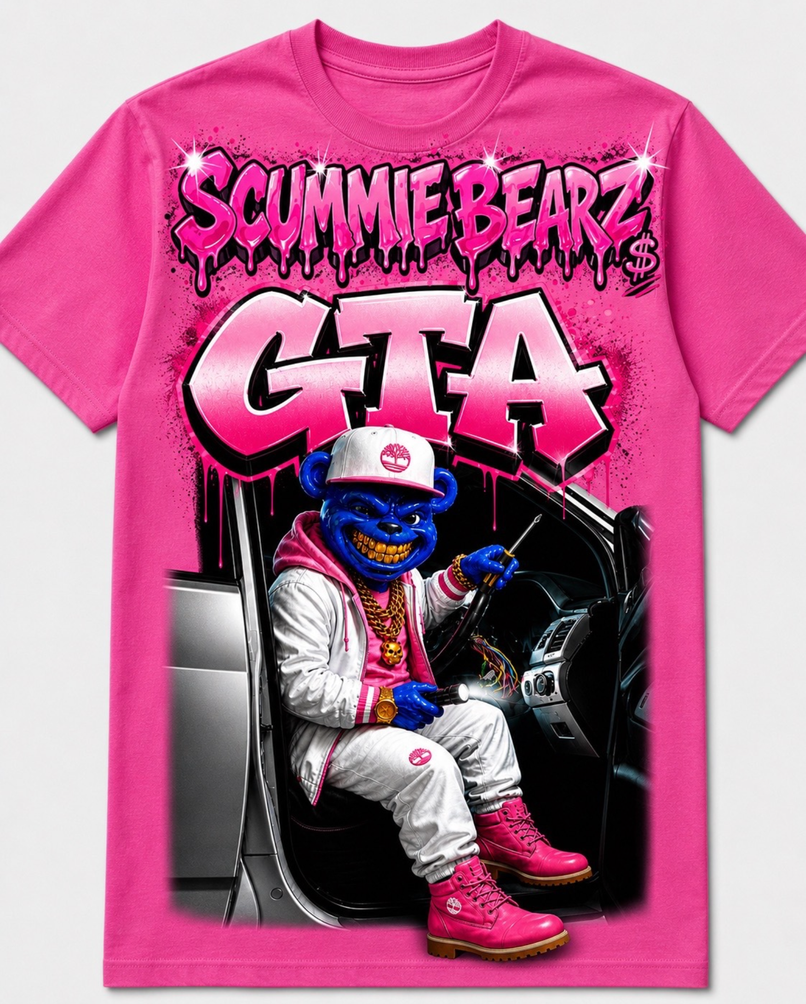Scummie Bearz GTA  Collection "Pink" Tee  Unisex Men's T-Shirt