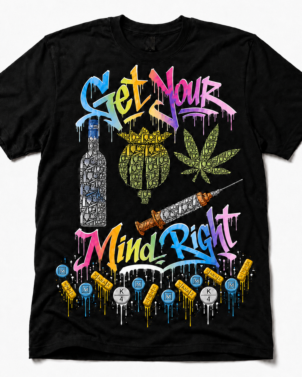 Get Your Mind Right Tee (Color Remix)-SCUMMIE BEARZ Original OG Collection Unisex Men's T-Shirt