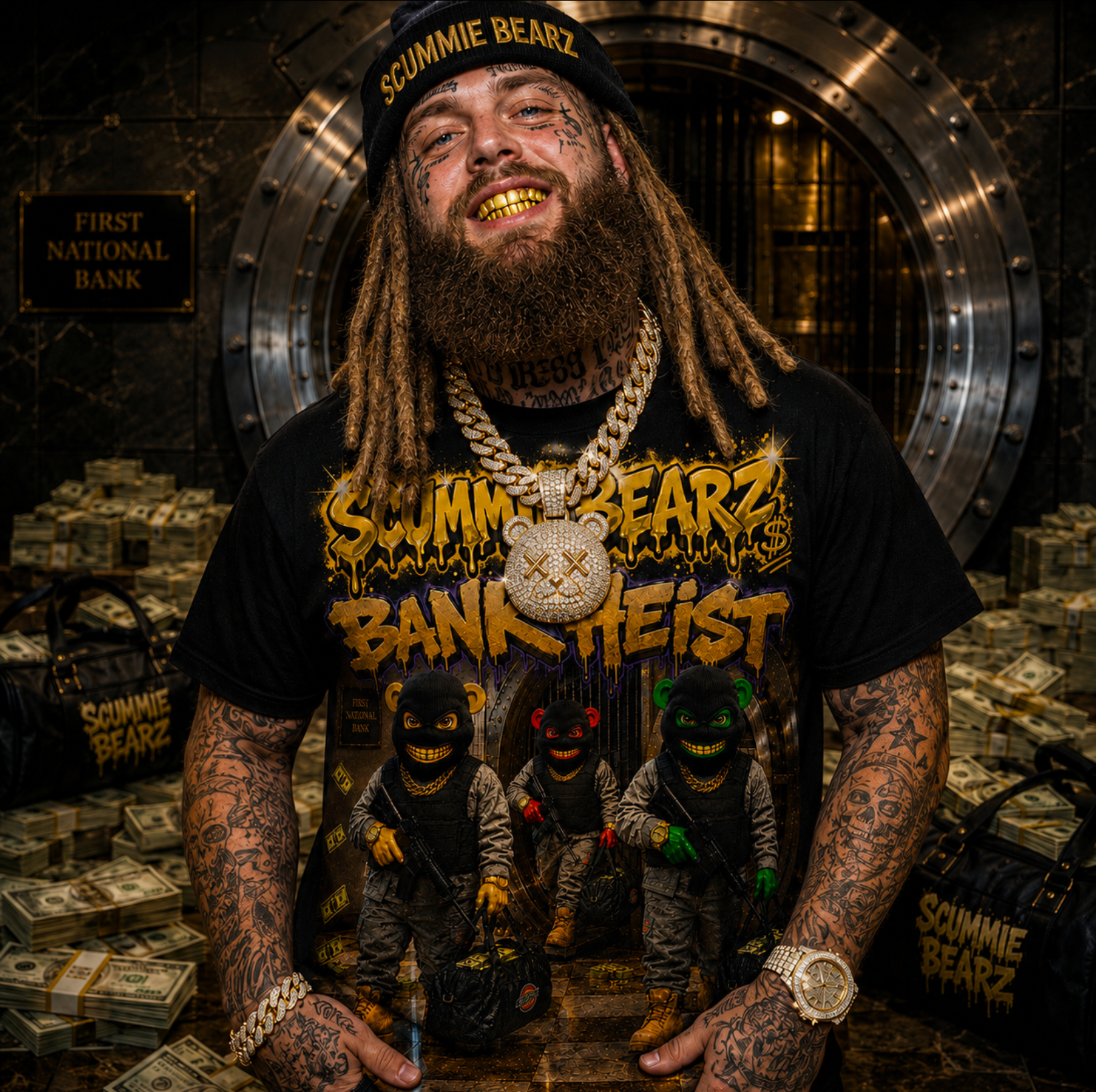 Scummie Bearz Bank Heist Collection: Bank Heist — Unisex Men's T-Shirt