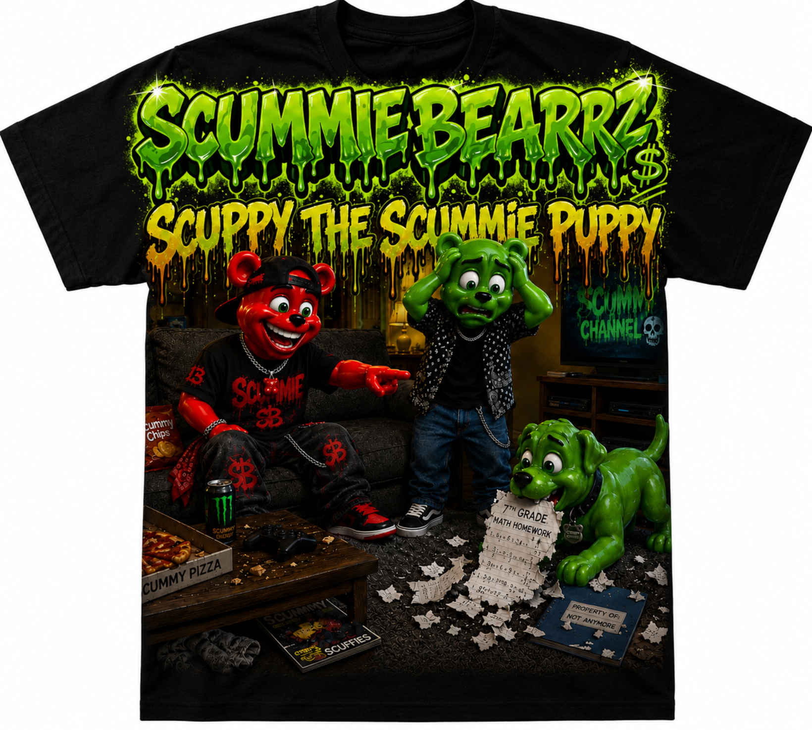 Scuppy The Scummie Puppy: The Dog Ate My Homework — Unisex Men's T-Shirt