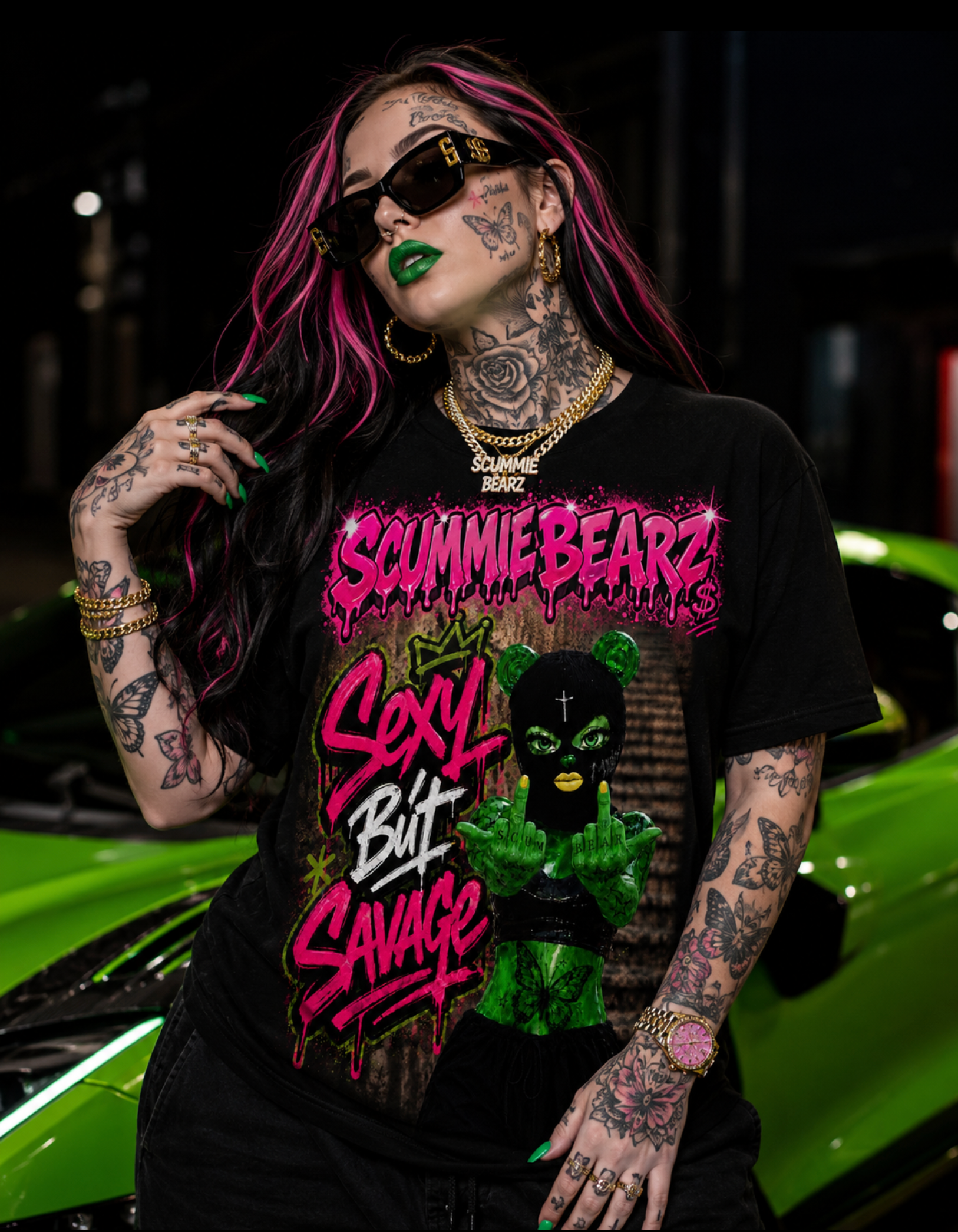 Scummie Bearz Sexy But Savage Collection "Green  Edition Unisex  Men's T-Shirt