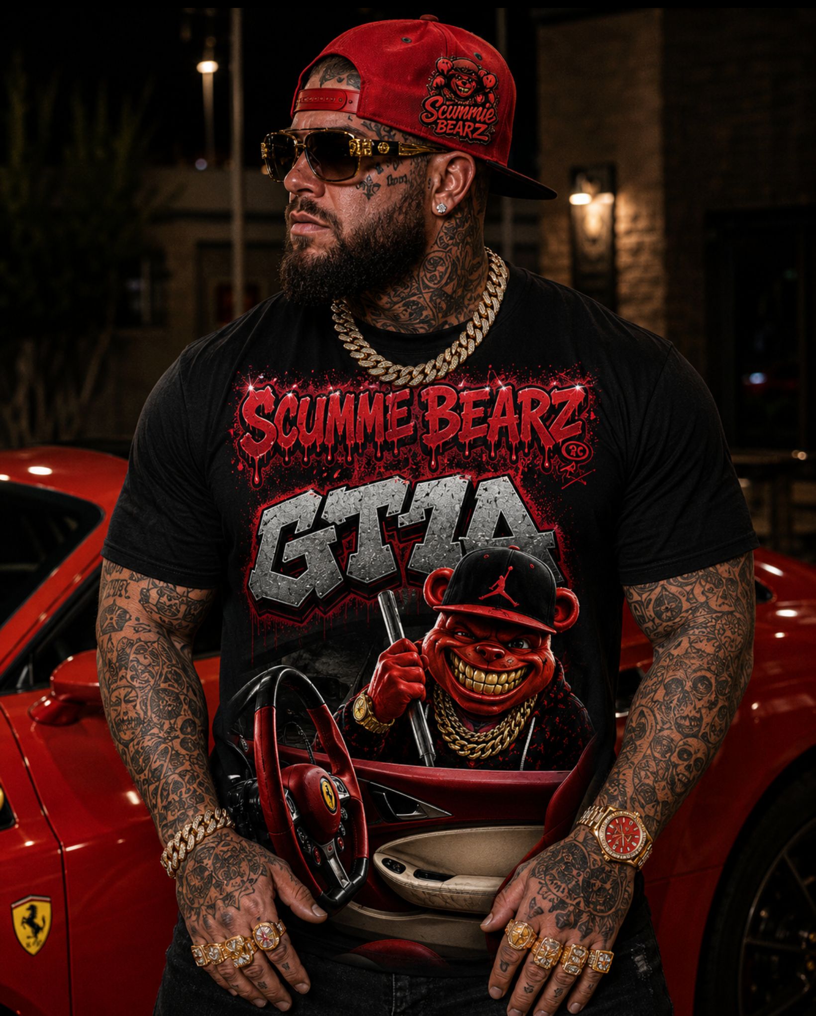 Scummie Bearz GTA Collection "Red 2" Unisex Men's T-Shirt