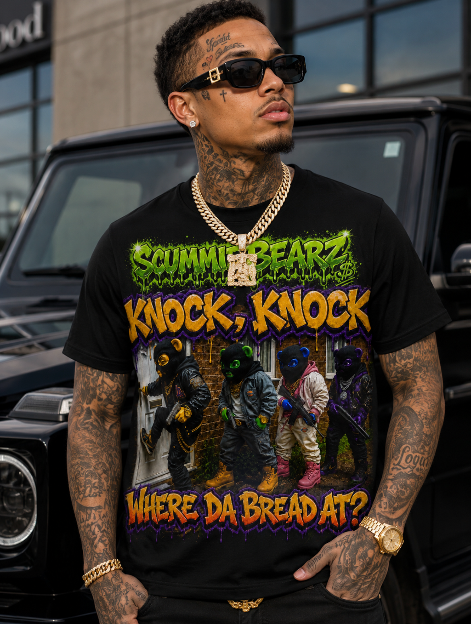 Scummie Bearz Bank Heist Collection: Knock Knock — Unisex Men's T-Shirt