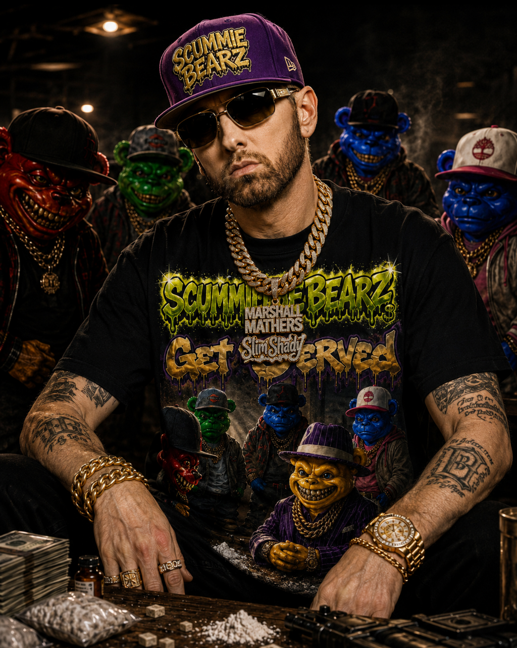 Scummie Bearz Get Served  Collection " Get Served" Purple Unisex Men's T shirt