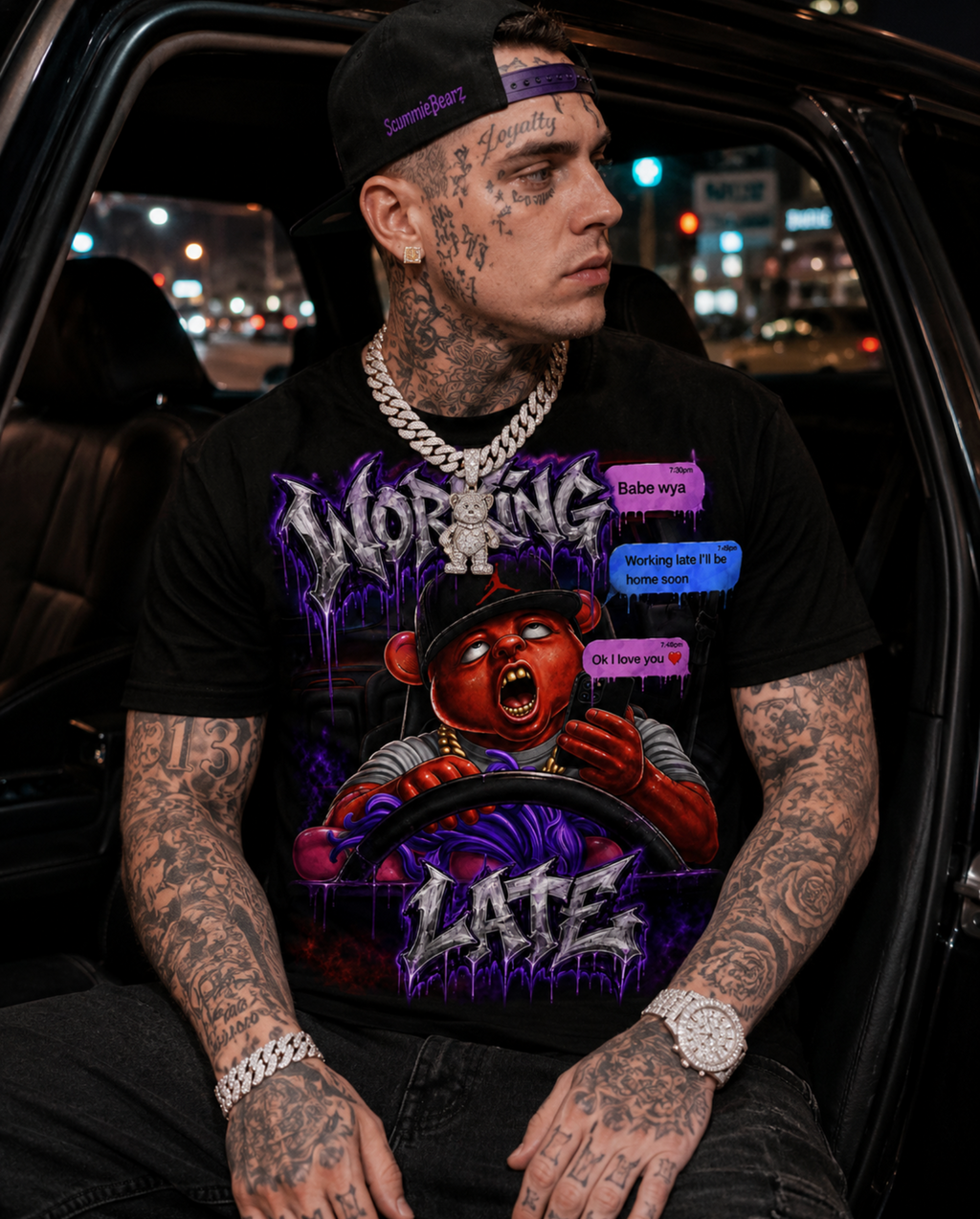 SCUMMIE BEARZ Original OG Collection "Working Late"  Unisex Men's T-Shirt