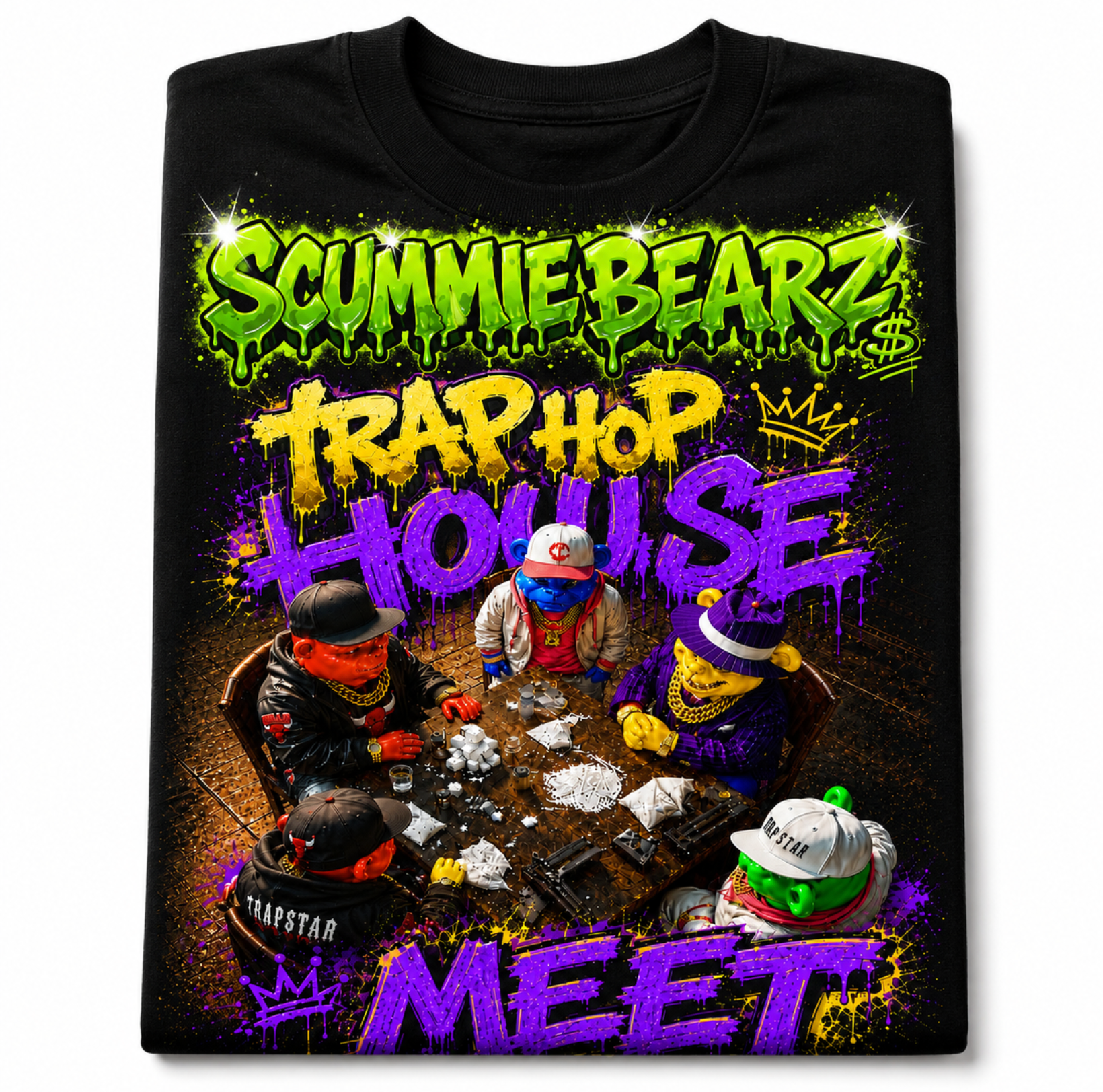 Scummie Bearz Get Served Collection  " Trap House Meet" Tee