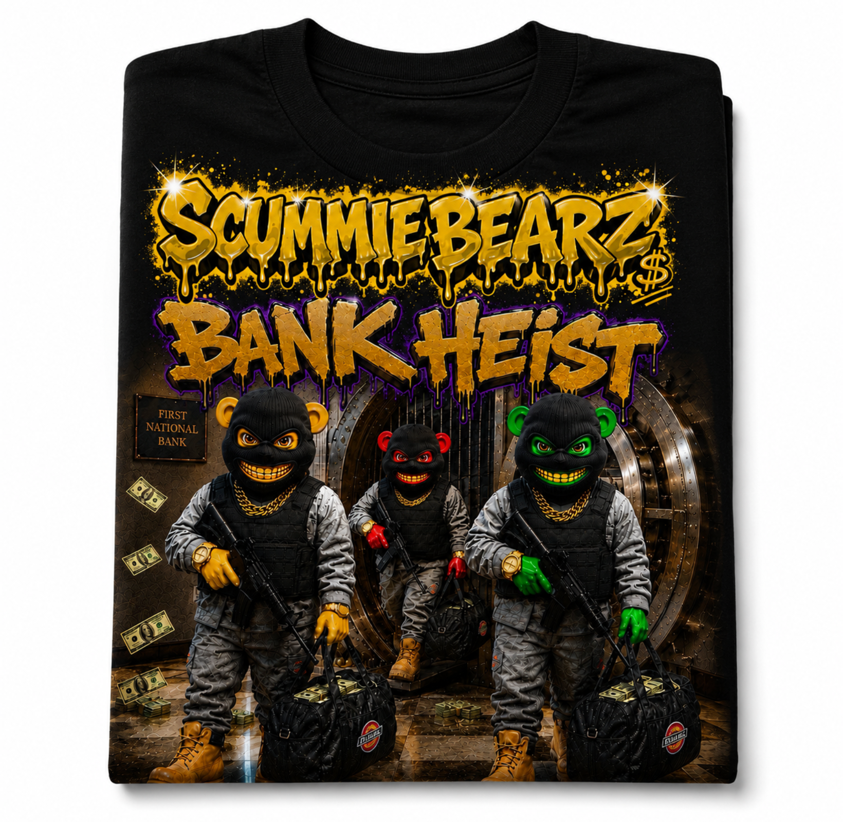 Scummie Bearz Bank Heist Collection: Bank Heist — Unisex Men's T-Shirt