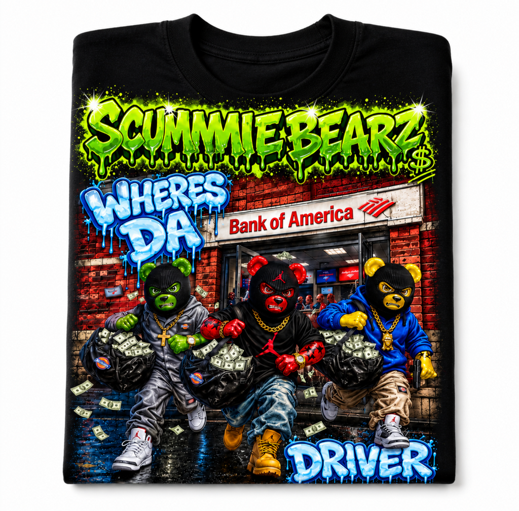 Scummie Bearz Bank Heist Collection: Where's Da Driver? — Unisex Men's T-Shirt