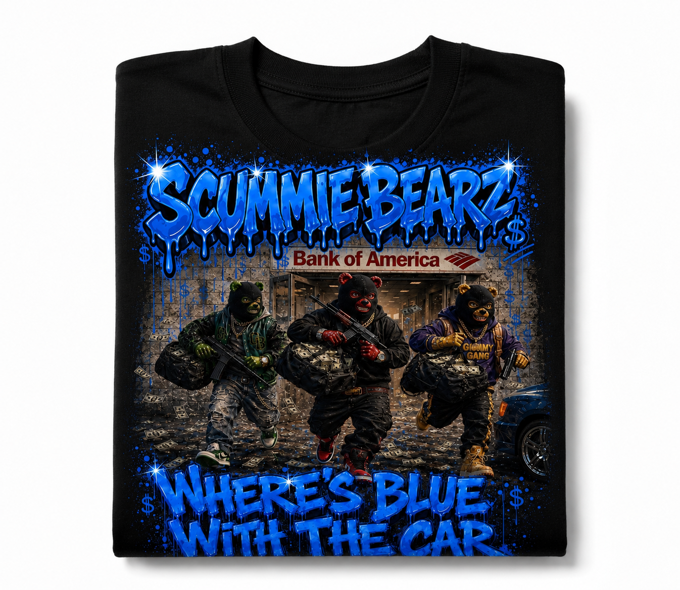 Scummie Bearz Bank Heist Collection: Where's Blue? — Unisex Men's T-Shirt