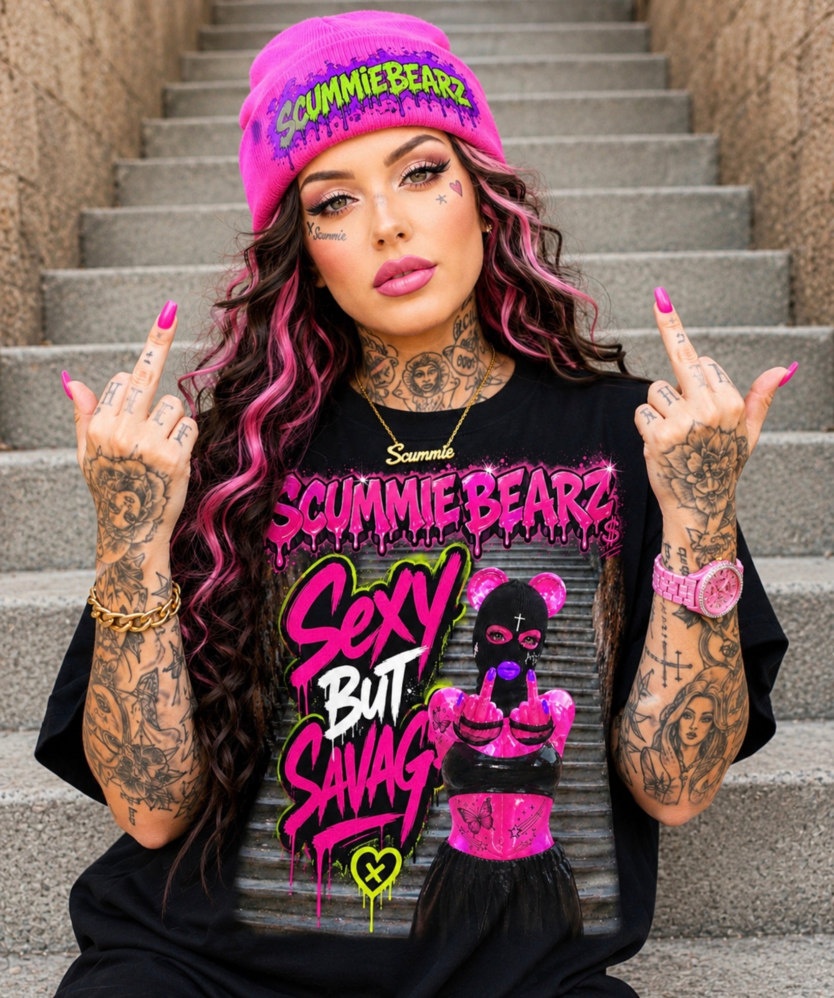 Scummie Bearz Sexy But Savage  Collection- "Pink  Edition" Unisex Men's T-Shirt
